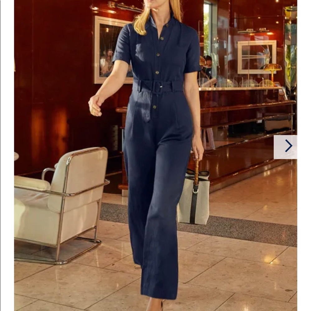 J. McLaughlin jumpsuit navy Tencel linen size 10.